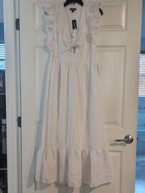 Express White Maxi Dress with Bow Detail